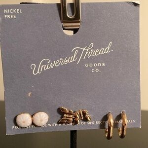 Universal Thread Gold and White Earring Set